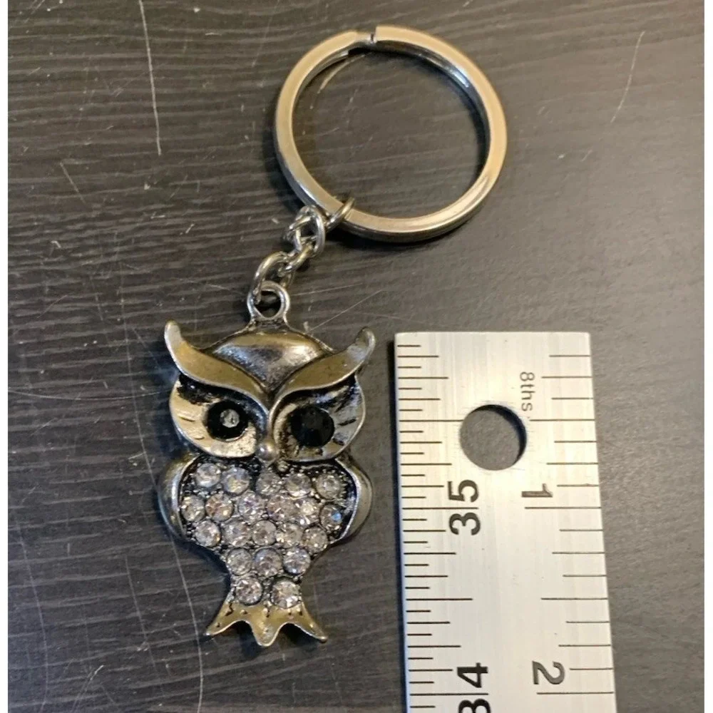 Owl Keychain Bejeweled Rhinestone Purse‎ Jewelry Bling Clip Key Ring